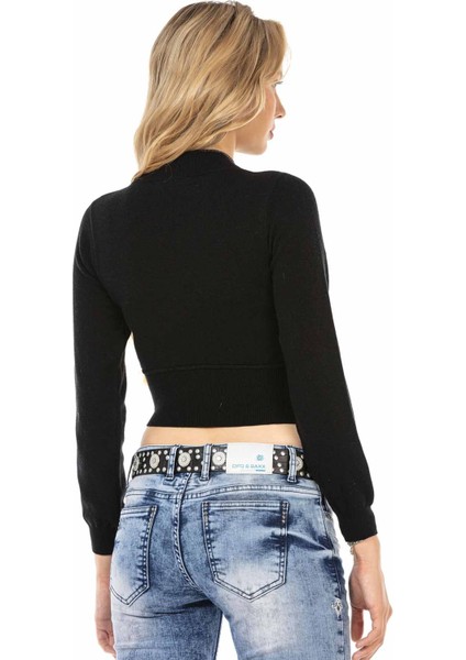 WP233 Crop Top Siyah Triko