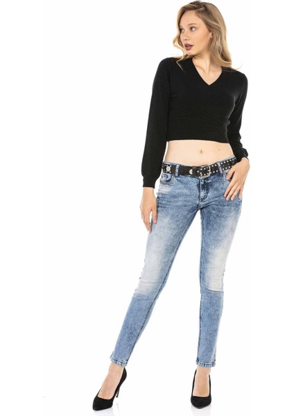WP233 Crop Top Siyah Triko