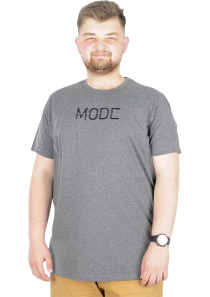 Büyük Beden T-Shirt Bisiklet Yaka Mode 22180 Antramelanj