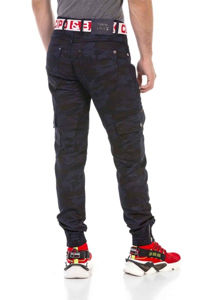 CD690 Mavi Kamuflaj Lastik Paça Kargo Pantolon