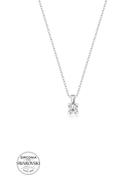 Union Swarovski Zirconia Kadın Tektaş Gümüş Kolye