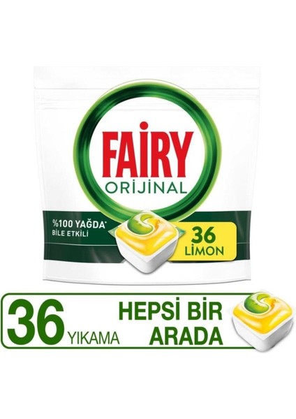 Hepsi Bir Arada Limon 36 Yıkama Makine Kapsülü x5