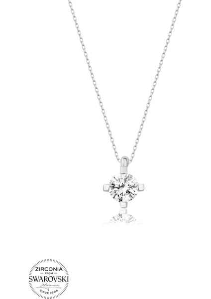 Union Swarovski Zirconia Kadın Tektaş Gümüş Kolye