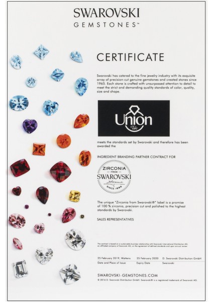 Union Swarovski Zirconia Kadın Tektaş Gümüş Kolye