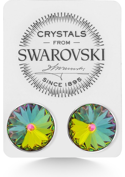 Union Swarovski Crystal Kadın Vitrail Medium Taşlı 12MM Çivili Gümüş Küpe