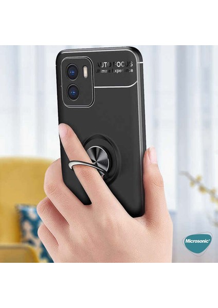 Vivo Y15S Kılıf Kickstand Ring Holder Lacivert