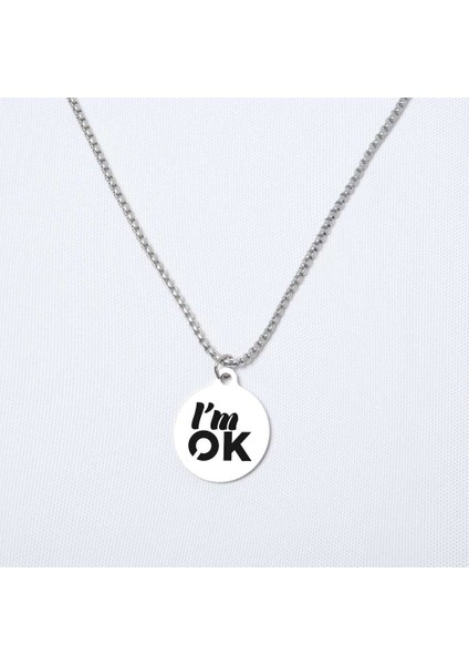 Im Ok Yuvarlak Çelik Kolye