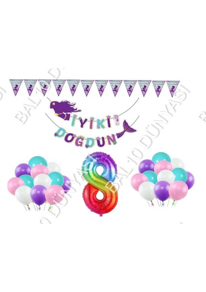 Deniz Kızı 8 Yaş Doğum Günü Parti Seti