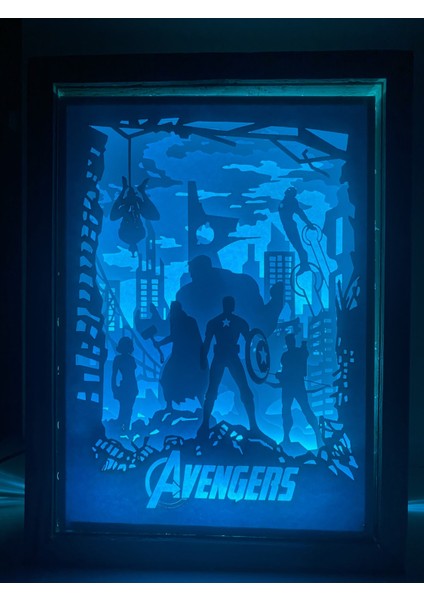 3D Gece Lambası    Gölge Kutusu Avengers 1