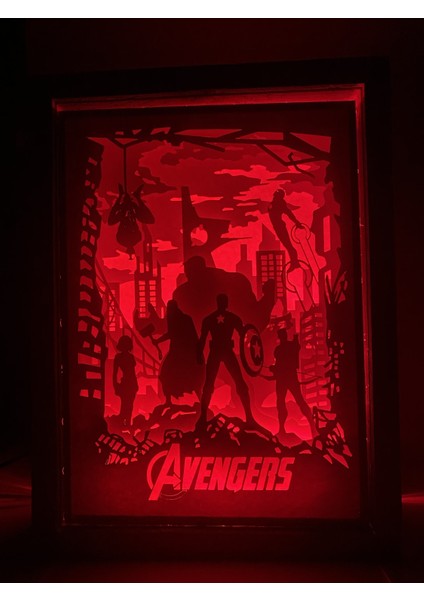 3D Gece Lambası    Gölge Kutusu Avengers 1