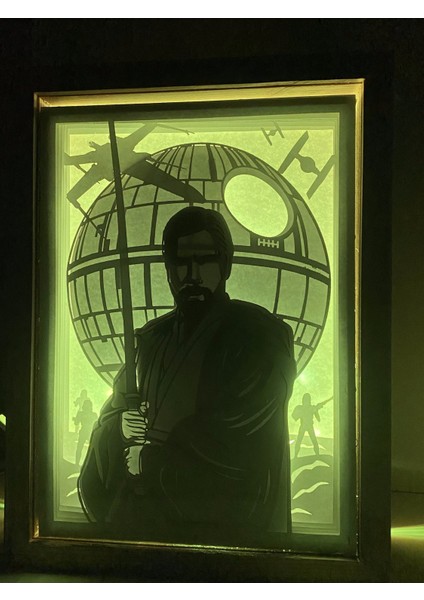 3D Gece Lambası    Gölge Kutusu ObiWan Kenobi