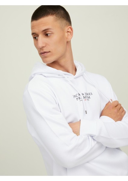 Jack & Jones Jprbluarchıe Sweat Hood Noos Beyaz Erkek Sweatshirt 12216335-White