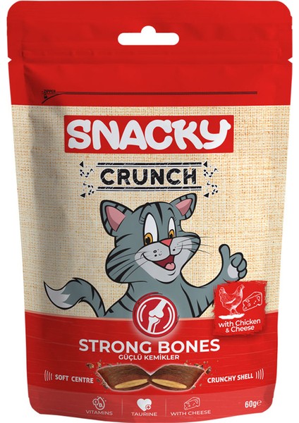 Crunch Güçlü Kemikler Tavuklu Peynirli Kedi Ödül Maması 60 Gr.