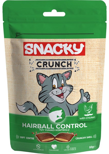 Crunch Tüy Yumağı Kontrolü Tavuklukedi Ödülü 60GR.