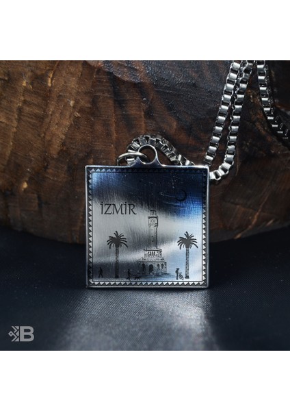 Izmir Kare Çelik Kolye - 3211