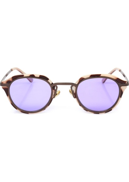 s Oval Mor Kemik Çerçeve Unisex Güneş Gözlüğü