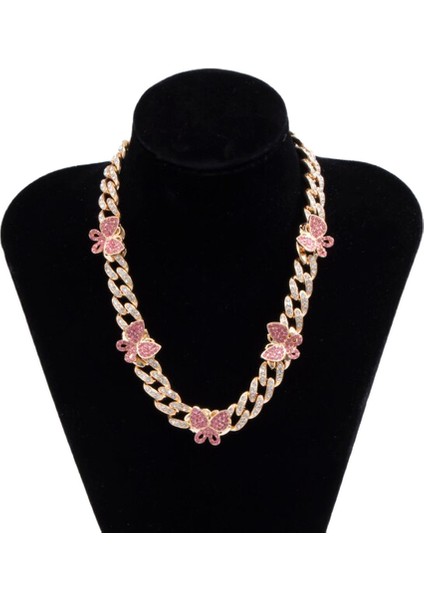 Punk Lüks Kristal Kelebek Kpop Rhinestone Miami Küba Zincir Kolye (Yurt Dışından)