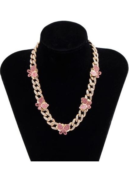 Punk Lüks Kristal Kelebek Kpop Rhinestone Miami Küba Zincir Kolye (Yurt Dışından)