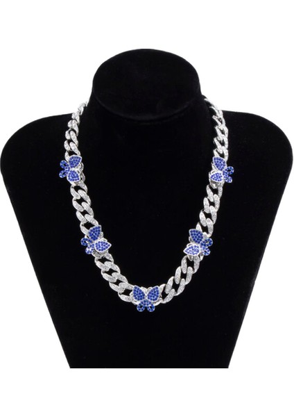 Punk Lüks Kristal Kelebek Kpop Rhinestone Miami Küba Zincir Kolye (Yurt Dışından)