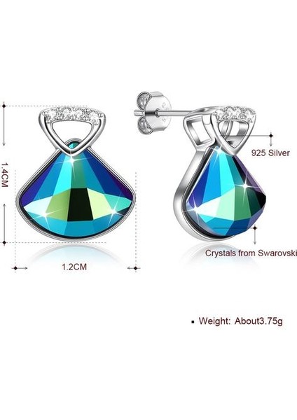 925 Ayar Gümüş Küpe Parlayan Geometrik Avusturya Kristal Asılı Saplama Küpe (Yurt Dışından)