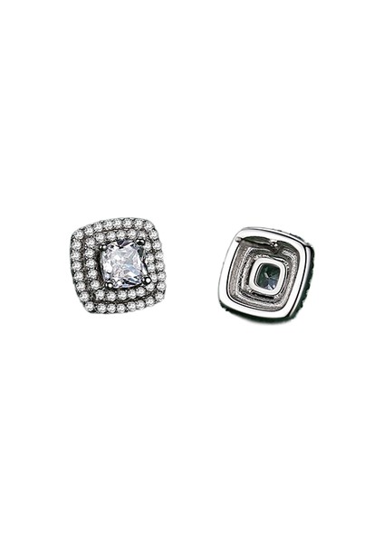 925 Ayar Gümüş Klasik Fashionc Kare Charm Dazzling Cz Saplama Küpe (Yurt Dışından)