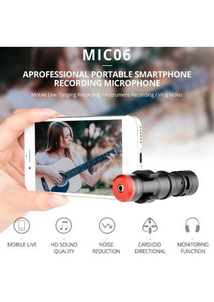 Andoer MIC06 Mini Fiş Smartphone Mikrofon Mıc 3.5mm Trrs Fiş Smartphone Video Kayıt Canlı Yayın Şarkı Mikrofonlar (Yurt Dışından)