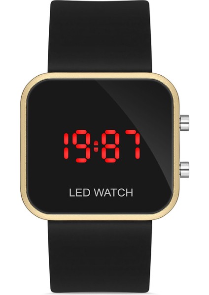 Unisex Siyah Silikon Kordonlu Dijital Kol Saati APWR033002