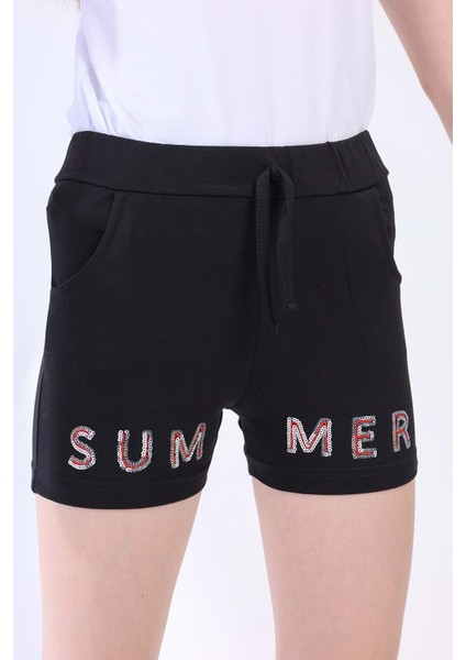 Toontoy Kız Çocuk Pul Işlemeli Cepli Şort