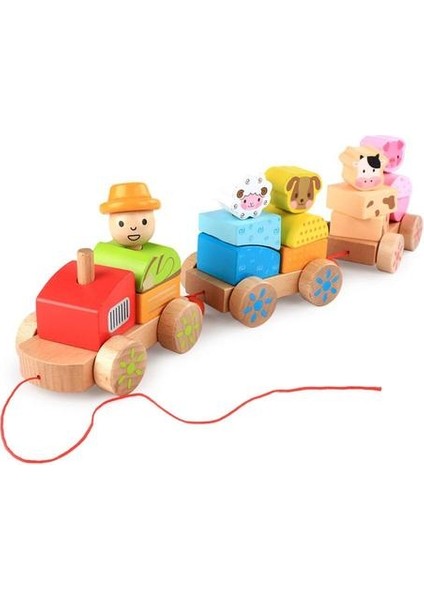 3 Adet / Takım Ahşap Çocuk Çiftlik Hayvanları Istifleme Tren Küçük Çekme Trenler Bebek Erken Çocukluk Push El Tasma Bebek Oyuncakları | Diecasts oyuncak Araçlar (Yurt Dışından)