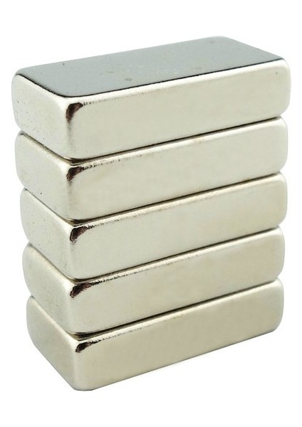 Güçlü Neodyum Mıknatıs 20 mm x 10 mm x 5 mm Dikdörtgen | 10-15 kg Güç | Nikel Kaplı | (2 Adet)