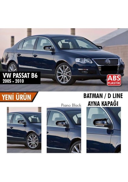 Vw Passat B6 2005-2010 Uyumlu Batman Yarasa Ayna Kapağı Piano Black Abs Plastik