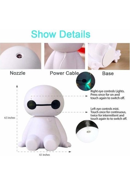 Nemlendirici USB Aroma Difüzör Baymax Serin Mist Nemlendirici (Yurt Dışından)