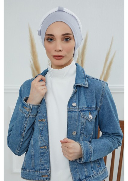Ayşe Tasarım Şifon Kuşaklı Penye Bone,krem - Kahverengi,b-24