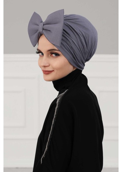 Ayşe Tasarım Dev Fiyonklu Bone,krem,b-11