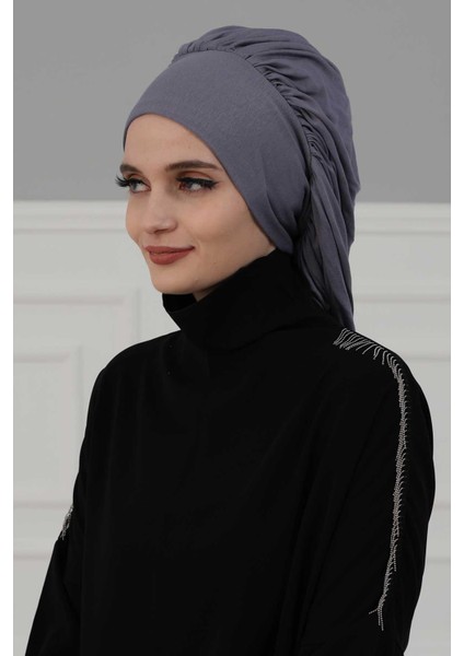 Ayşe Tasarım Dökümlü Penye Bone,krem,b-25