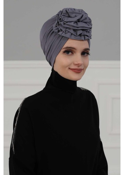 Ayşe Tasarım Güllü Penye Bone,krem,b-21