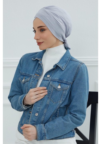 Ayşe Tasarım Kuşaklı Penye Bone,mor,b-31