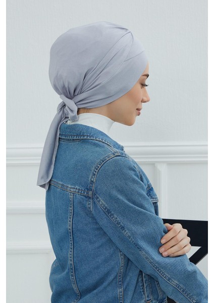Ayşe Tasarım Kuşaklı Penye Bone,mor,b-31