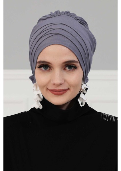 Ayşe Tasarım Çapraz Penye Bone,krem,b-14