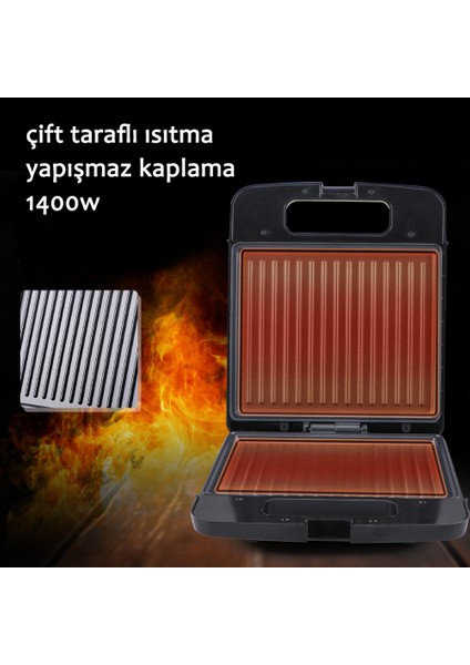 Kapalı Izgara Biftek Fritöz Çok Fonksiyonlu Sandviç Waffle Makinesi Panini Grill Yapışmaz Kaplamalı Plaka Elektrikli Izgara (Yurt Dışından)