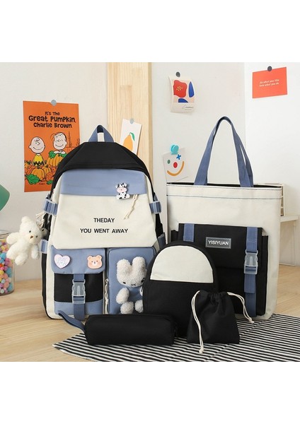 Wizmy Yeni Ortaokul Okul Çantası Rahat Naylon Renk Eşleştirme Sırt Çantası Sevimli Kız Büyük Kapasiteli Sırt Çantası (Yurt Dışından) modelleri