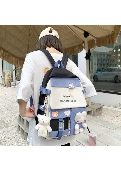 Wizmy Yeni Ortaokul Okul Çantası Rahat Naylon Renk Eşleştirme Sırt Çantası Sevimli Kız Büyük Kapasiteli Sırt Çantası (Yurt Dışından) fırsatları