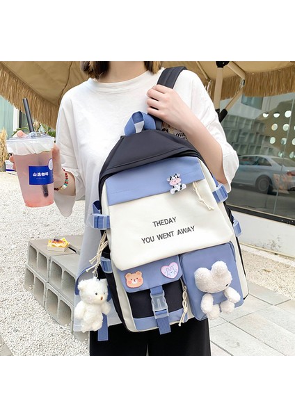 Wizmy Yeni Ortaokul Okul Çantası Rahat Naylon Renk Eşleştirme Sırt Çantası Sevimli Kız Büyük Kapasiteli Sırt Çantası (Yurt Dışından) indirimleri