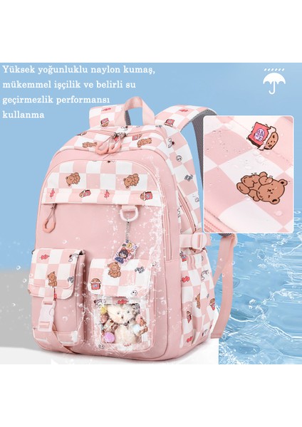 Top One Öğrenci Sırt Çantası Erkek Kız Ekose Baskı Sırt Çantaları Ilkokul Çantaları Hafif Su Geçirmez (Yurt Dışından)