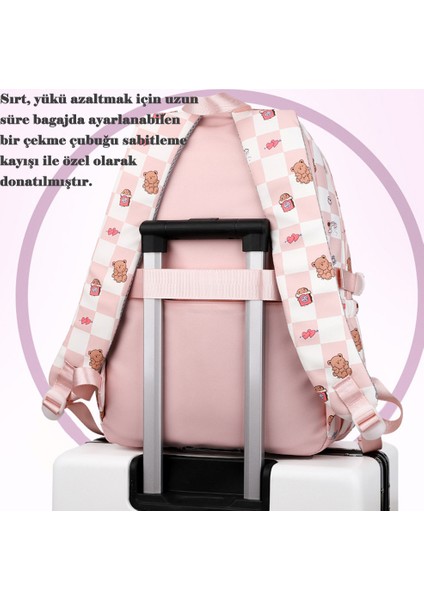 Top One Öğrenci Sırt Çantası Erkek Kız Ekose Baskı Sırt Çantaları Ilkokul Çantaları Hafif Su Geçirmez (Yurt Dışından)