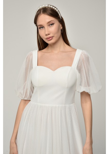 Kalp Yaka Tül Abiye Elbise fiyatları