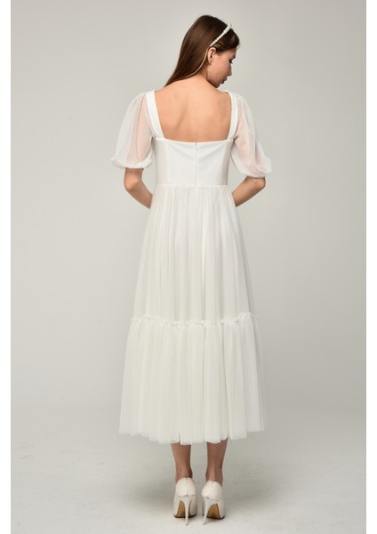 Kalp Yaka Tül Abiye Elbise fırsatları