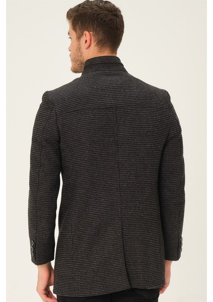 Kadın Midi Palto Yün Karışımlı Düz Siyah-Antrasit Renkli Uzun Kollu fiyatları