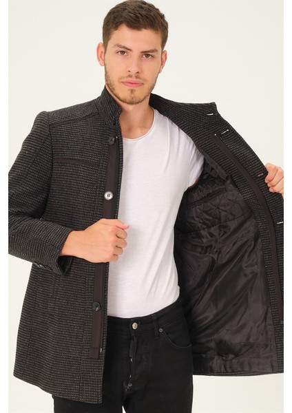 Kadın Midi Palto Yün Karışımlı Düz Siyah-Antrasit Renkli Uzun Kollu modelleri