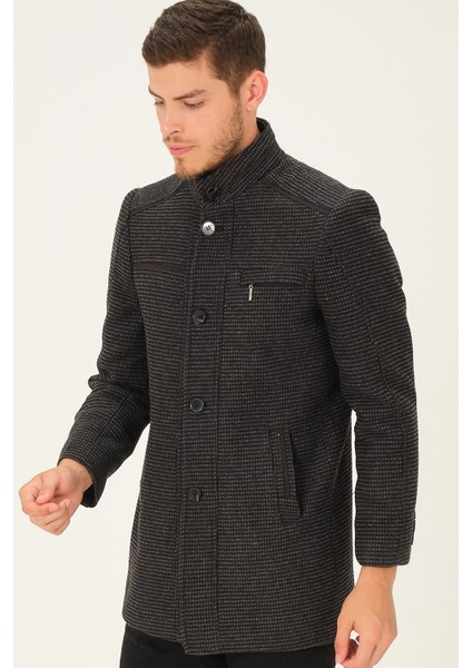 Kadın Midi Palto Yün Karışımlı Düz Siyah-Antrasit Renkli Uzun Kollu indirimleri